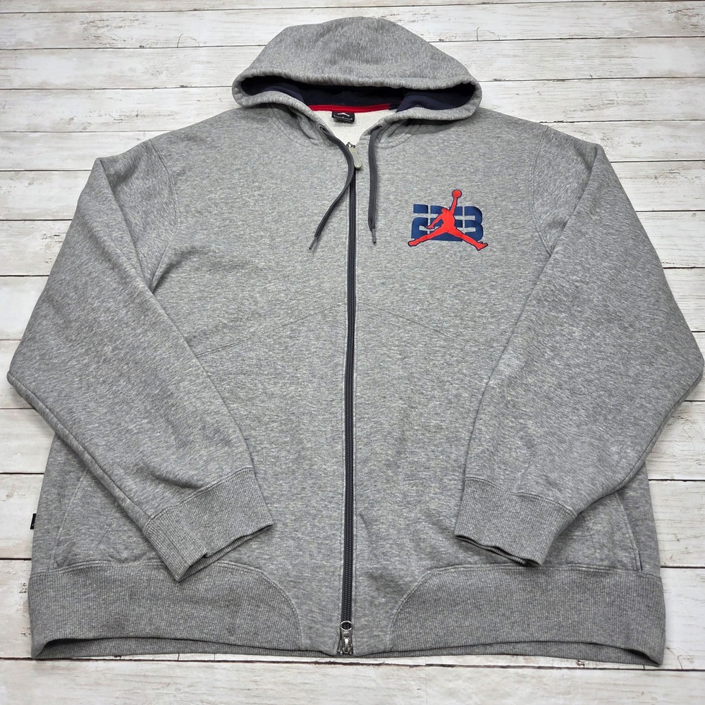 Jordan Jumpman 23 Full Zip Hoodie Athletic Men Large Gray 427349-063 Embroidered